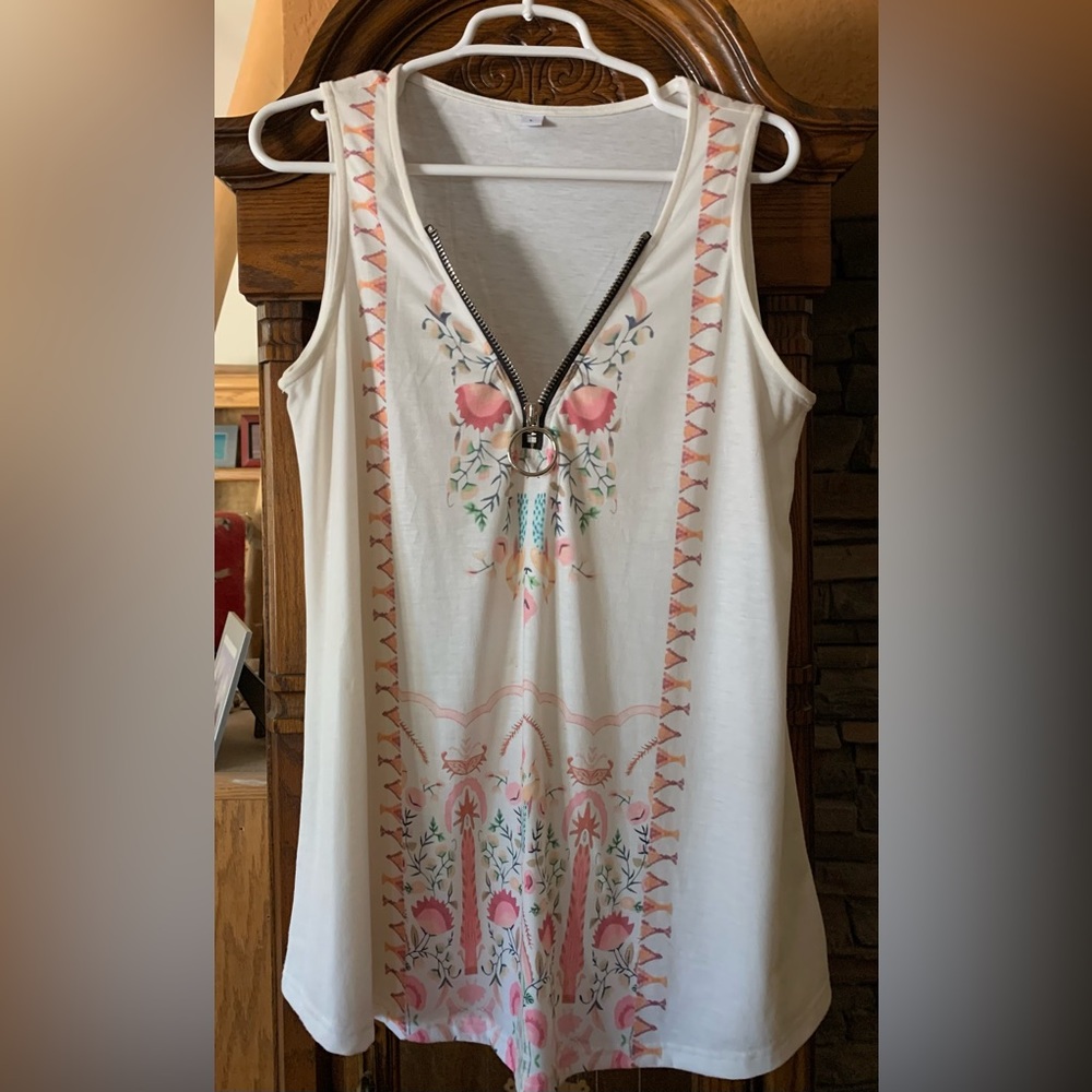 Valanio Sleeveless Tunic Top with Zipper Large